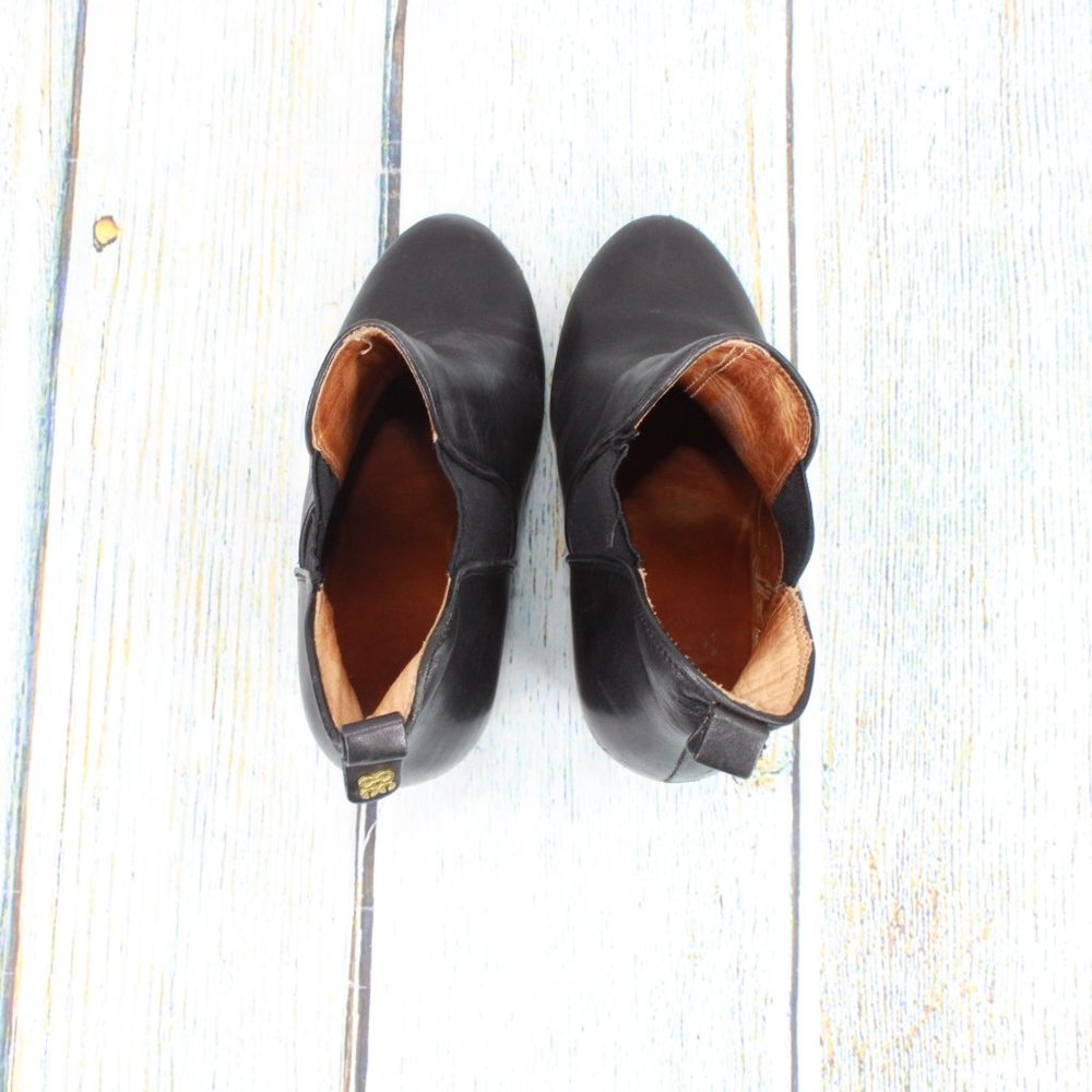 *Coach Black Leather Slip On Almond Toe Wedge Casual Chelsea Booties Size - Picture 8 of 9